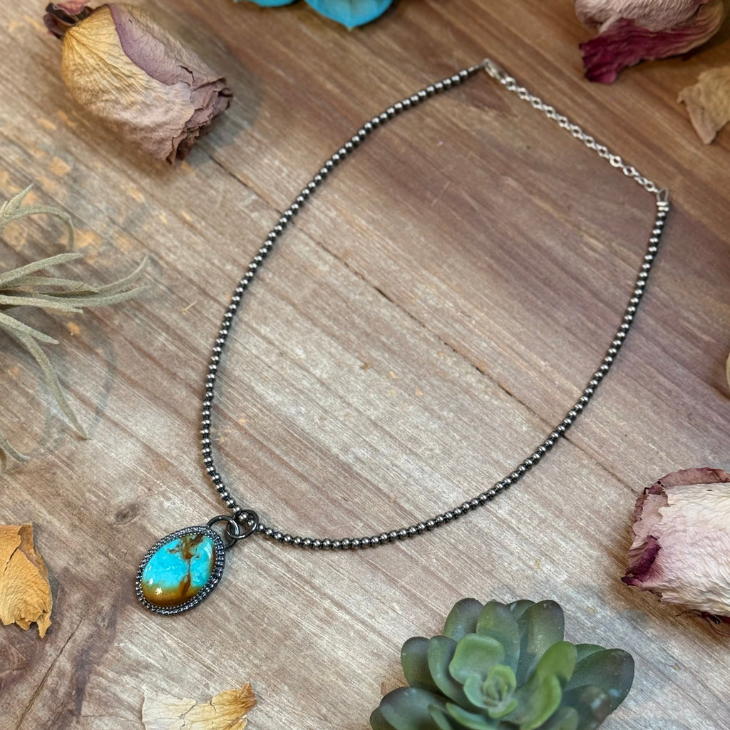 ***FREE Sterling Silver Pearl Necklace + MJ Oval Turquoise Pendant