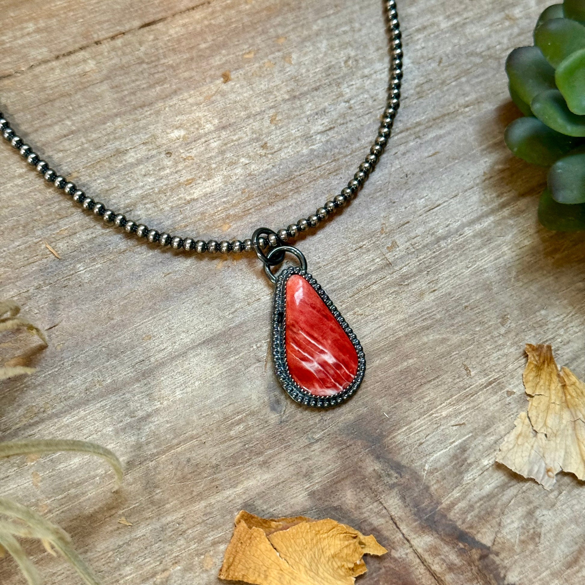 ***FREE Sterling Silver Pearl Necklace + MJ Red Spiny Oyster Pendant