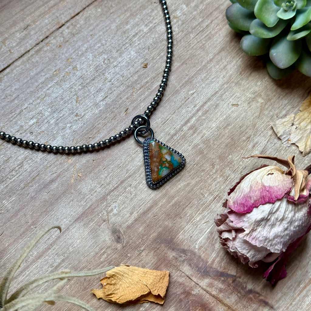 ***FREE Sterling Silver Pearl Necklace + MJ Triangle Royston Turquoise Pendant