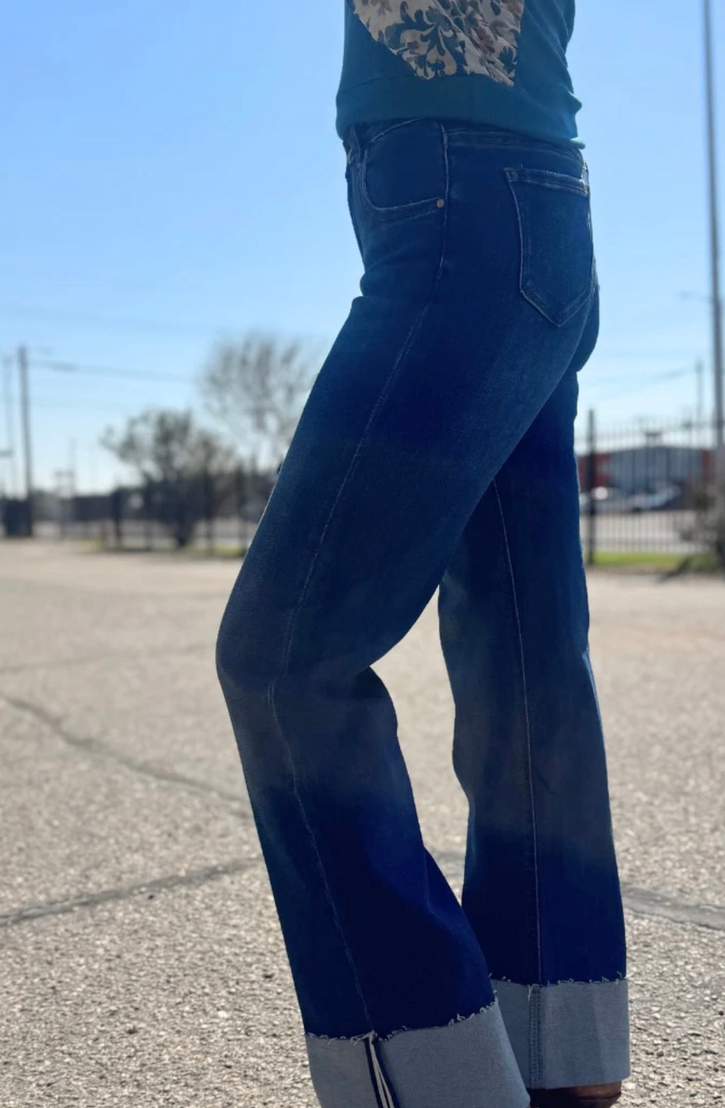 SK Cuffed Straight Leg Jeans