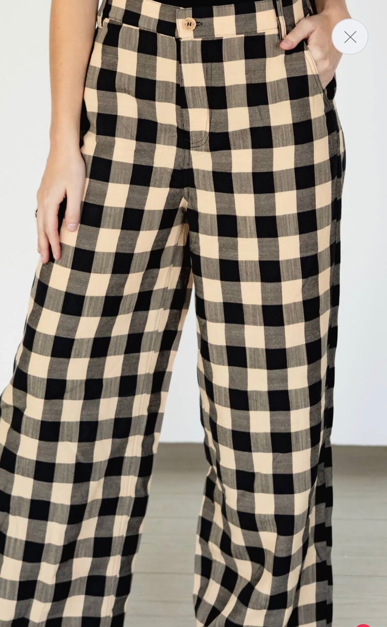 TH8001 BLACK TAN GINGHAM PANT