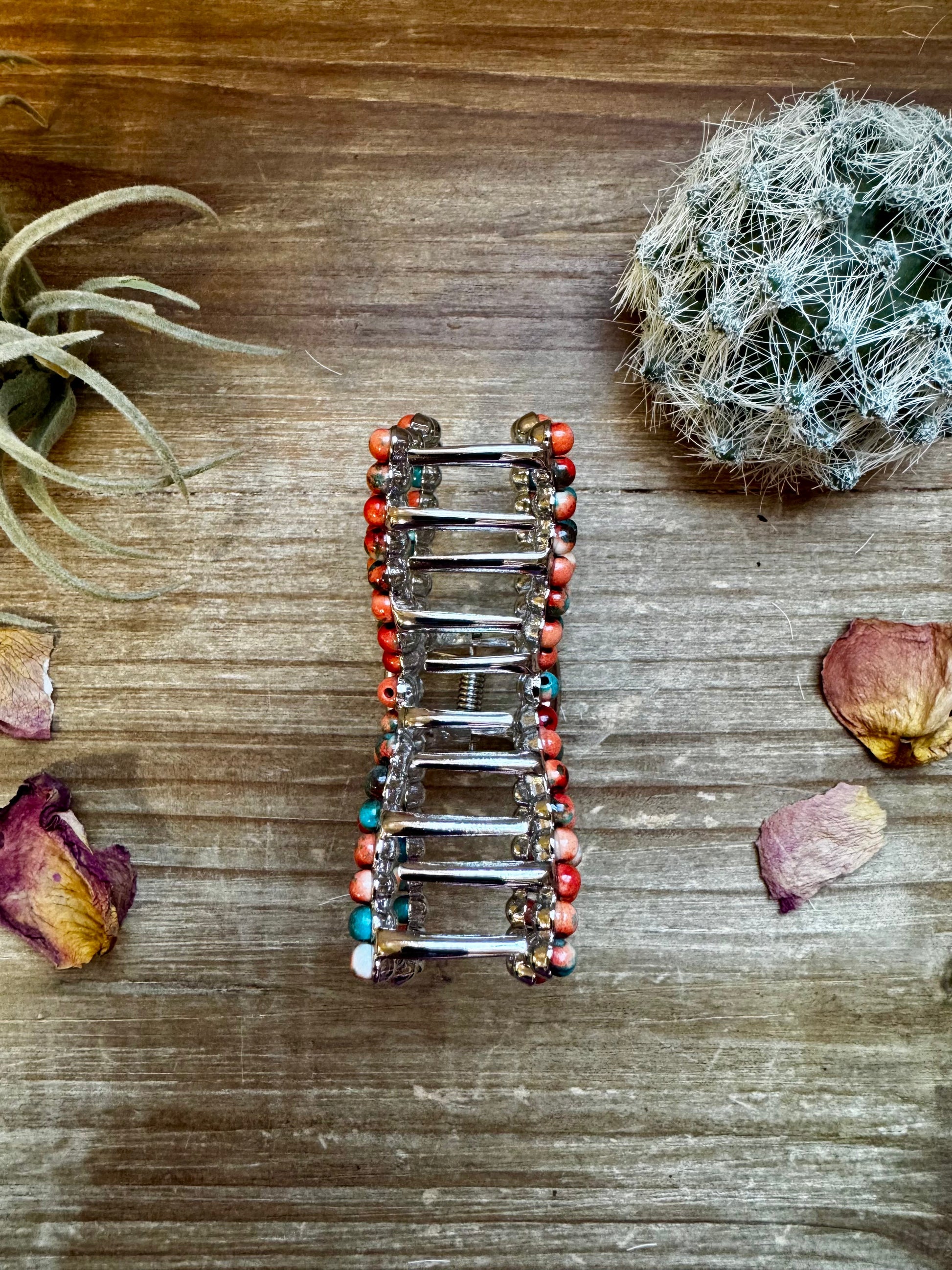 Orange & Turquoise bow hair clips