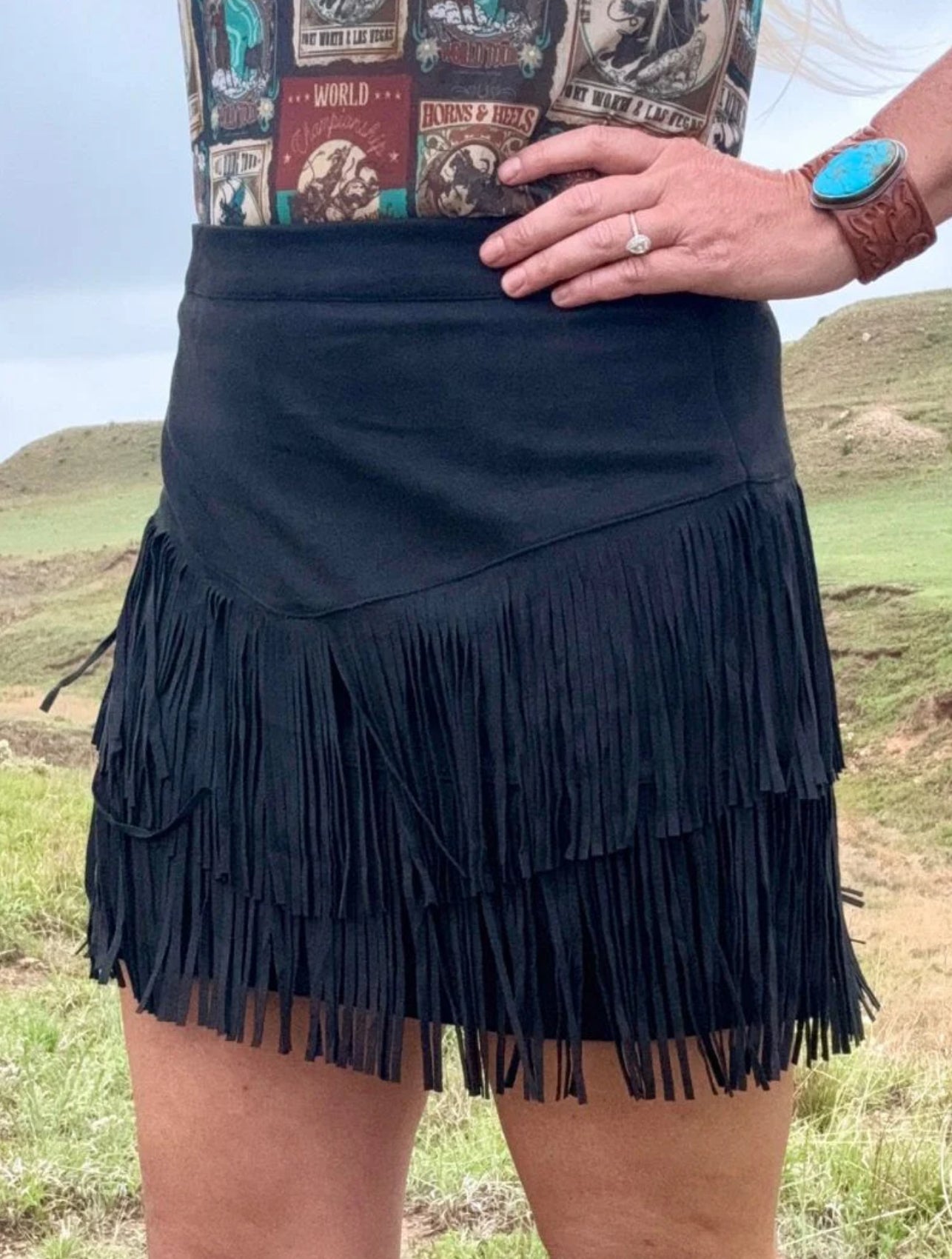Fort Worth Fringe Skirt - Black