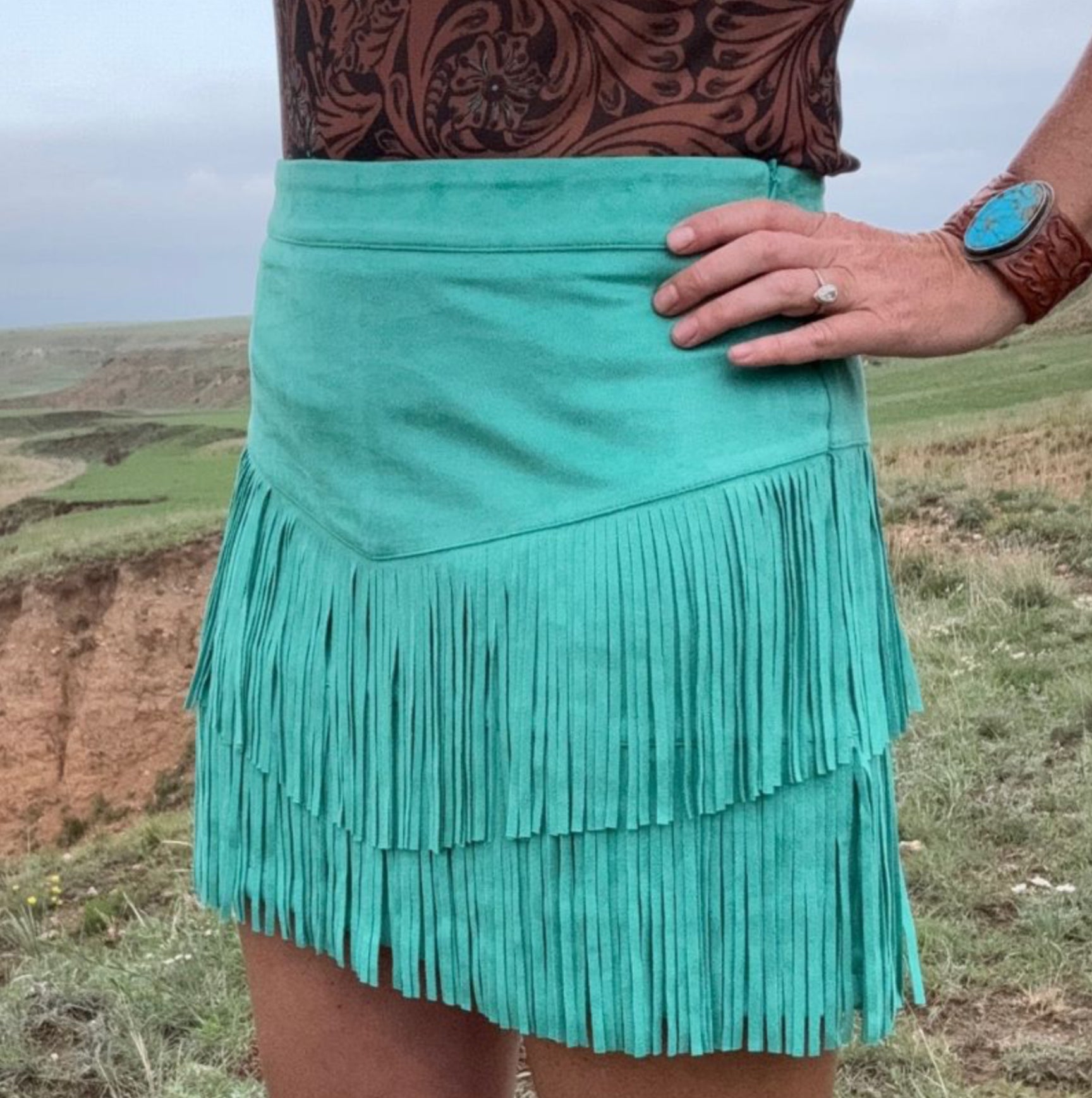 Fort Worth Fringe Skirt - Turquoise