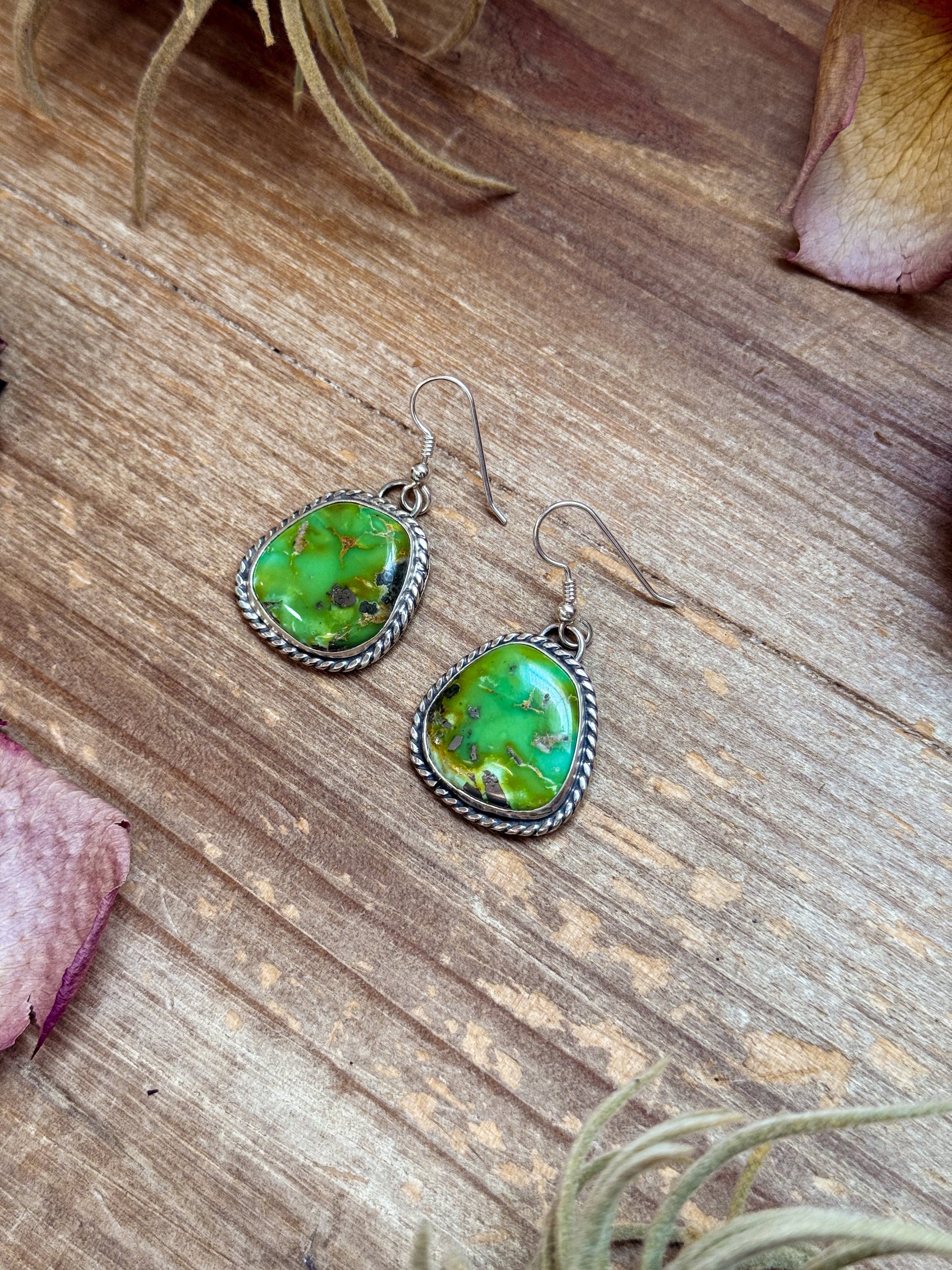 Sterling Silver Sonoran Turquoise Dangle Earrings – Handmade by Artist Jason Ogg