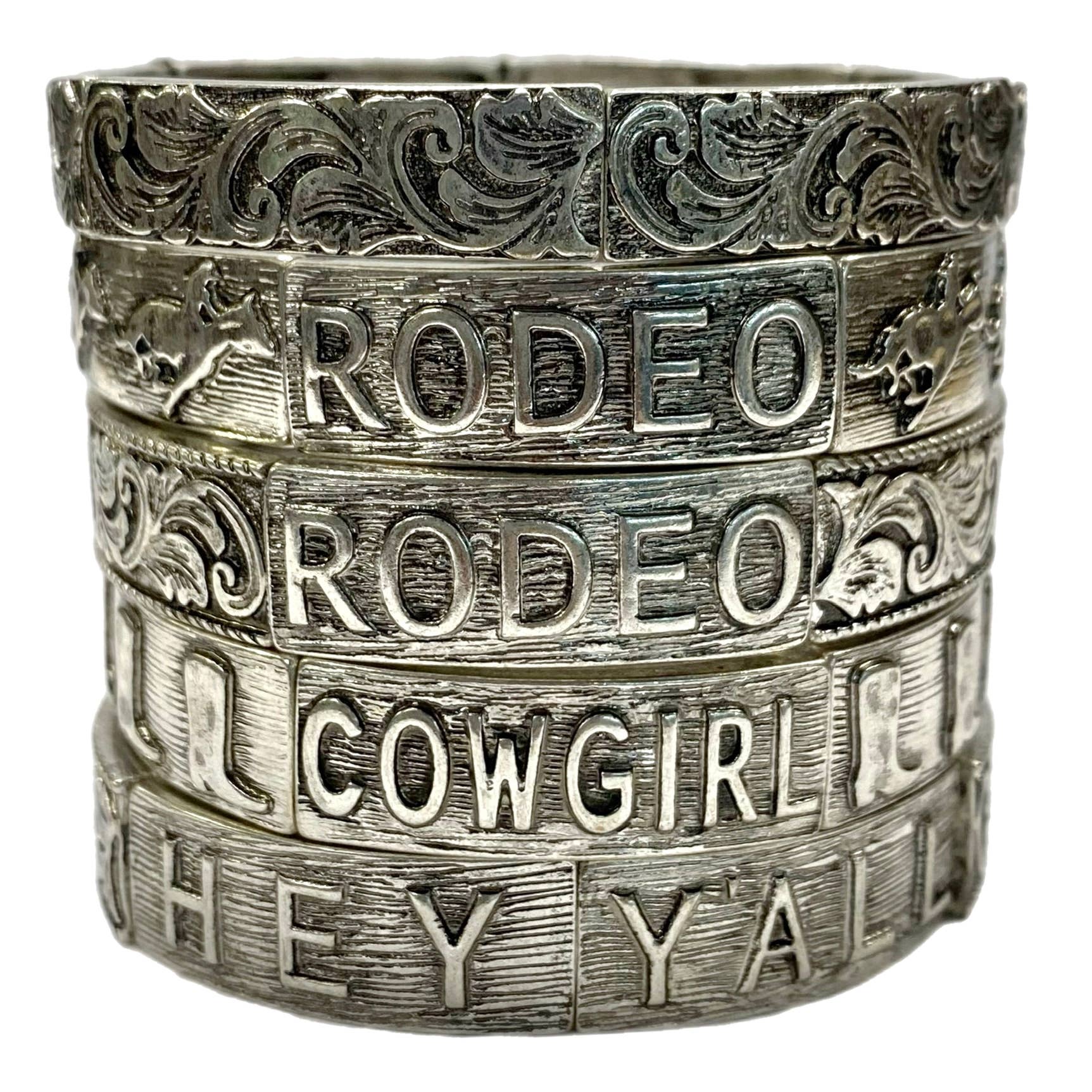 Silver Metal Stretch Bracelets with Sayings