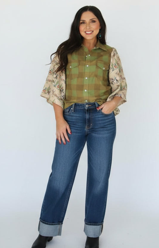 MIXED GREEN GINGHAM TH102