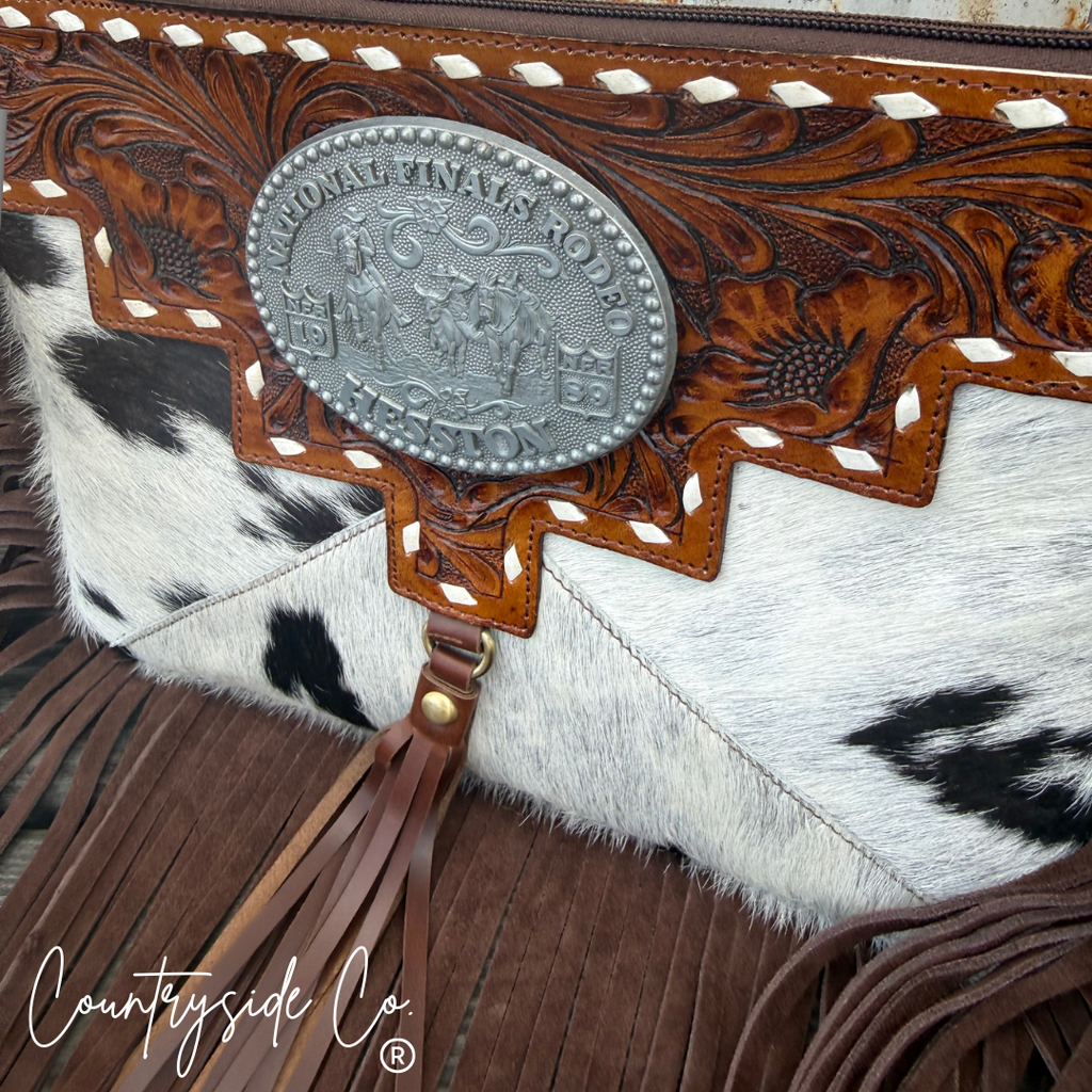 Vegas NFR Vintage Buckle Cowhide Crossbody