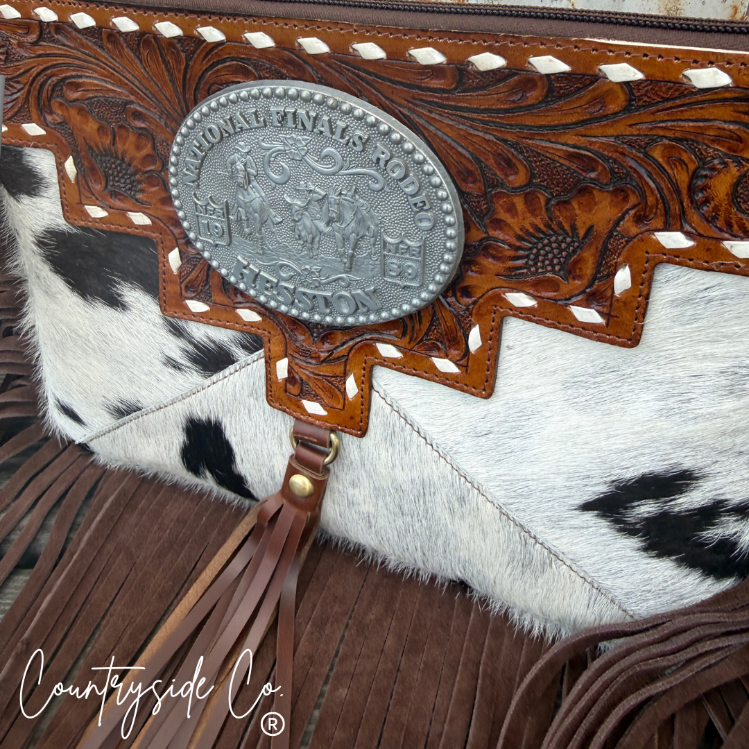 Vegas NFR Vintage Buckle Cowhide Crossbody