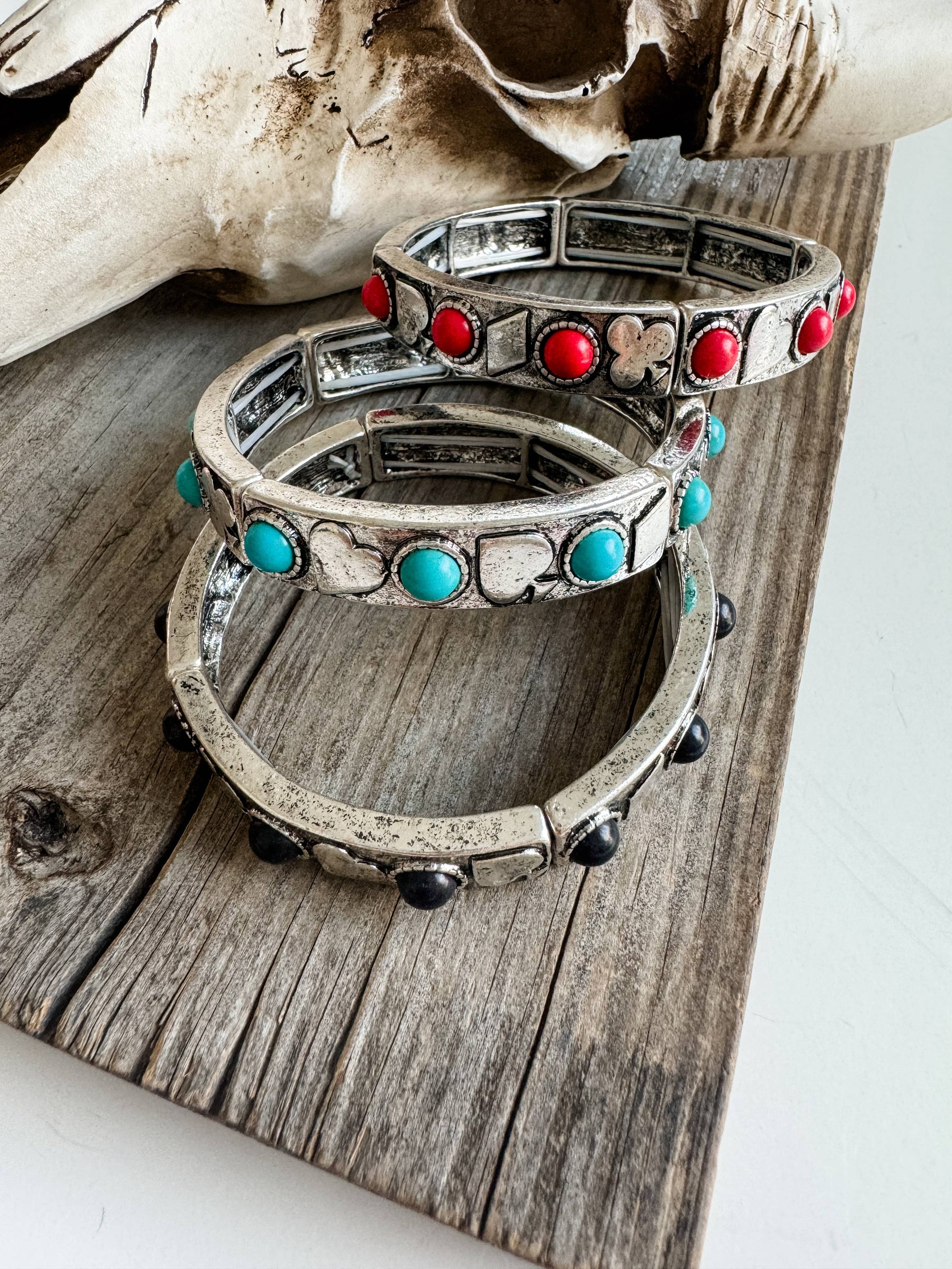 Western Card Theme Stretch Bracelet