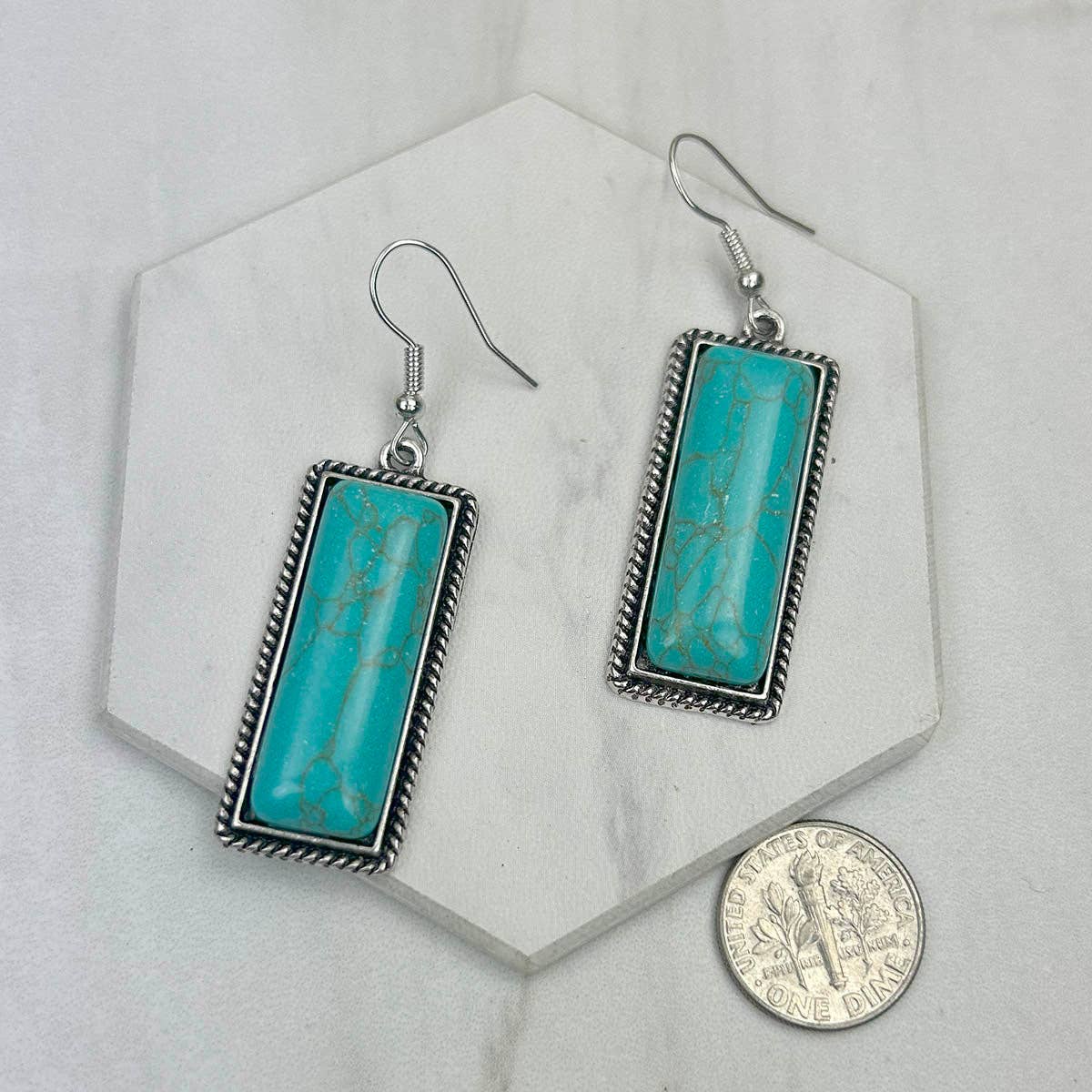 CER241125-13-BLUE                Silver metal with blue turquoise stone Earrings