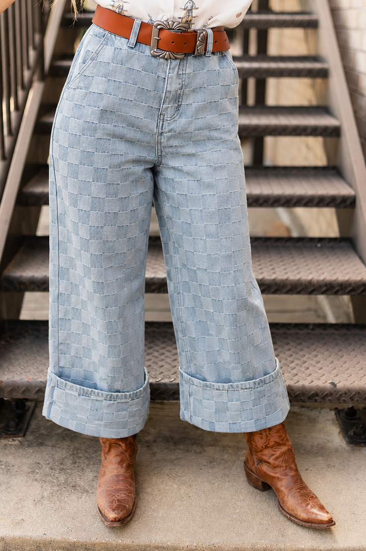 CHECKER CUFF DENIM JEAN