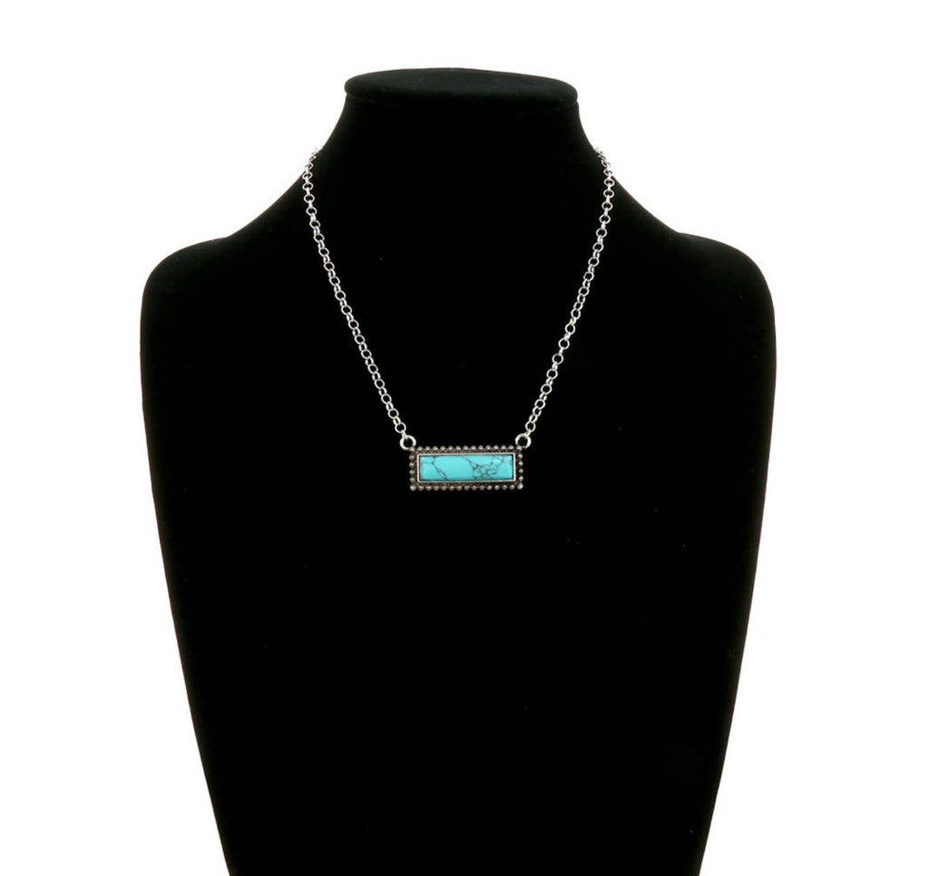 Western Pendant Necklace - teardrop bar lightning bolt 
