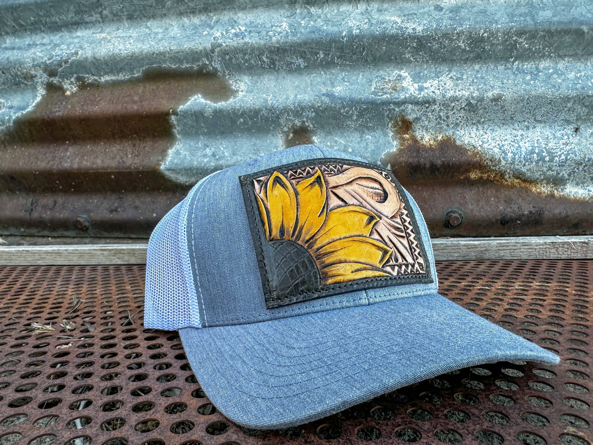 Sunflower Southwest Leather Patch Cap Cowgirl Rodeo Western Cowboy