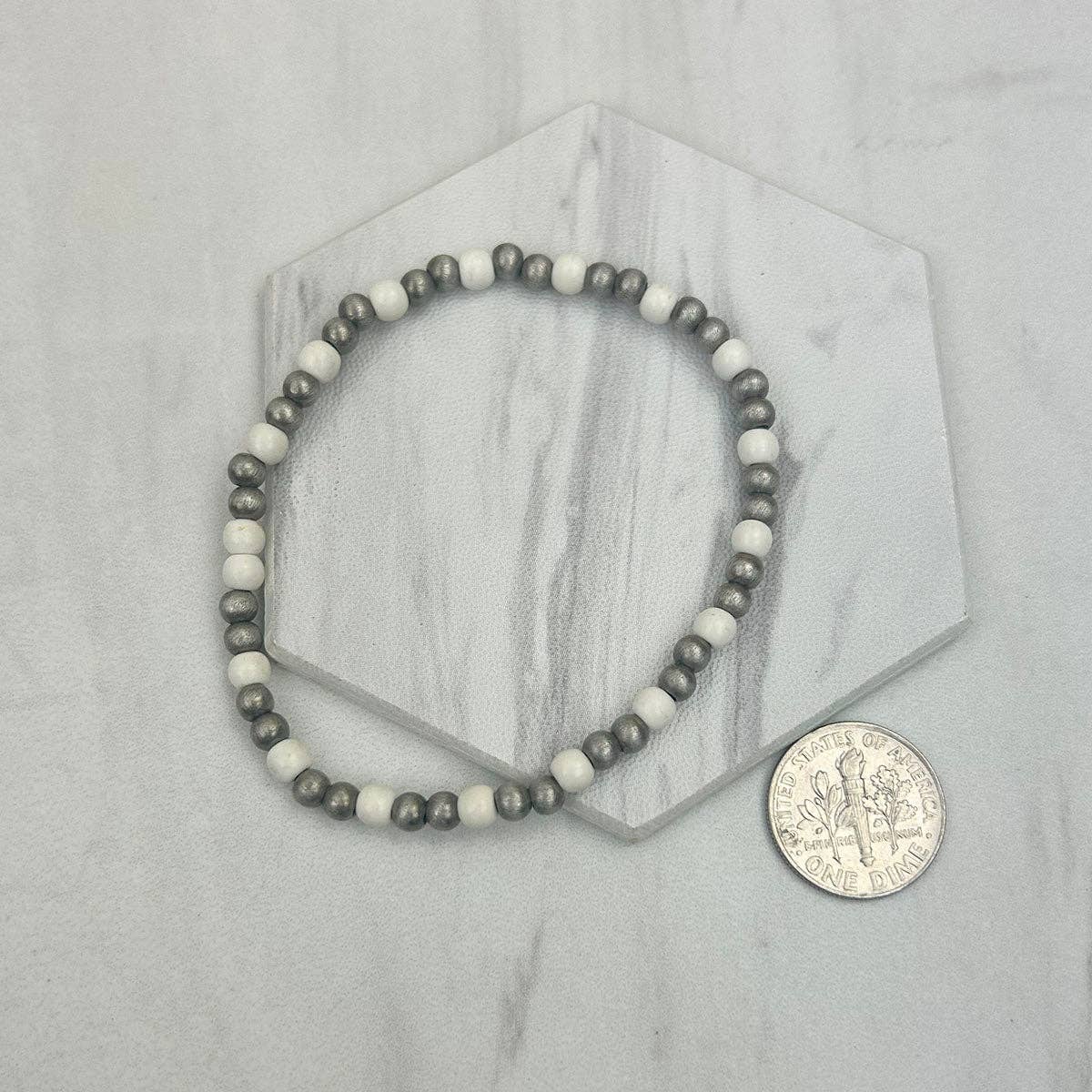 BR250120-01             Silver Navajo pearl with blue turquoise stone beads Bracelet