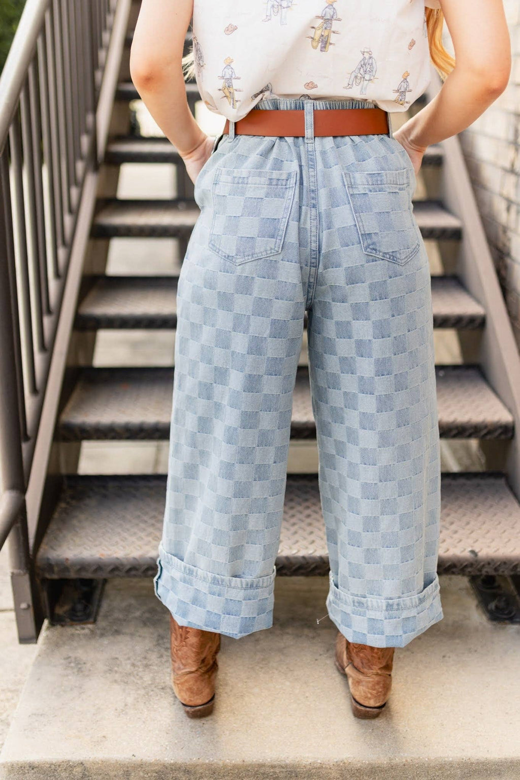 CHECKER CUFF DENIM JEAN