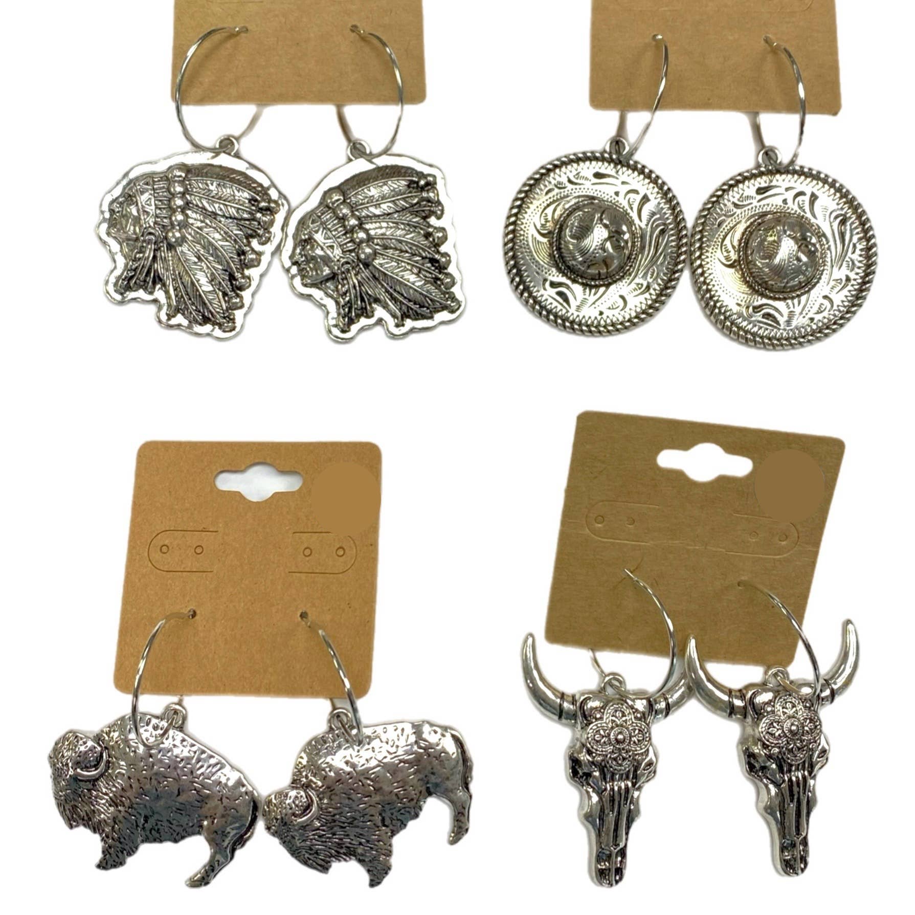 Silver Metal Earrings- Hoop Earrings with Silver Metal Charm