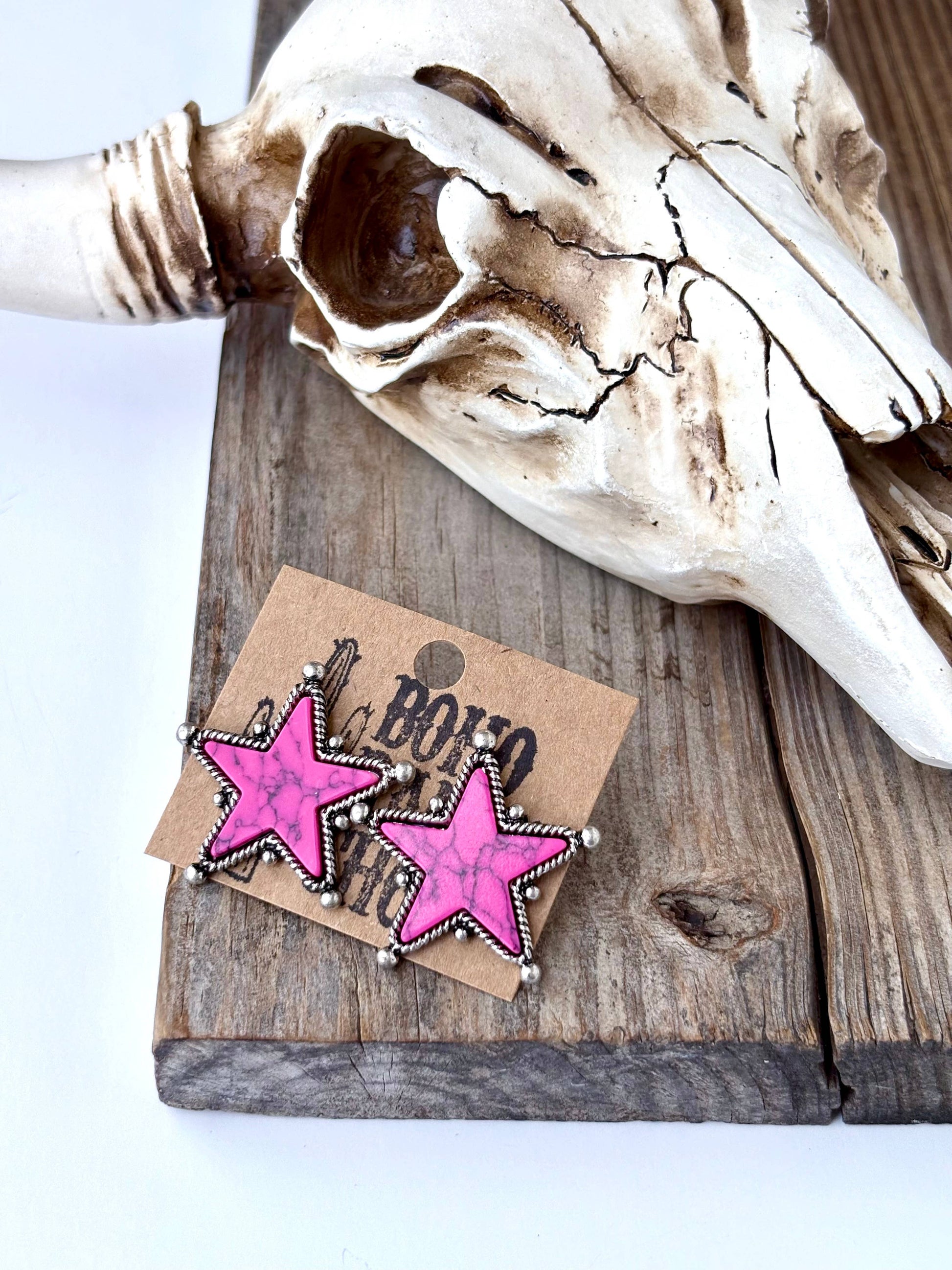 Western Mable Stone Star Stud Earrings
