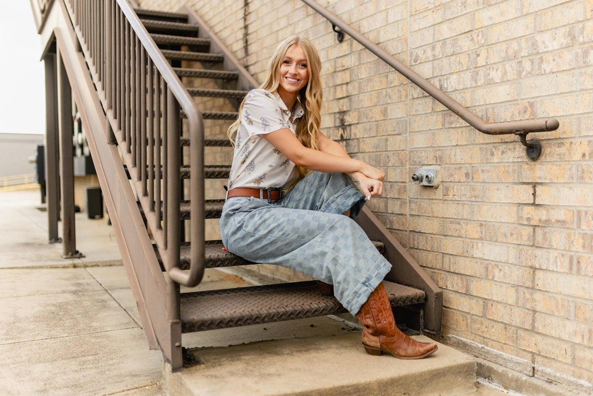 CHECKER CUFF DENIM JEAN